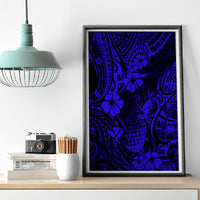 Hawaii Pineapple Canvas Wall Art Paradise Flowers Pacific With Navy Blue Polynesian Tribal LT01 - Polynesian Pride