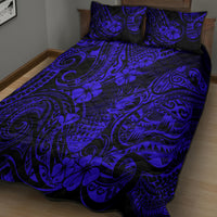 Hawaii Pineapple Quilt Bed Set Paradise Flowers Pacific With Navy Blue Polynesian Tribal LT01 - Polynesian Pride