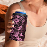 Hawaii Pineapple 4 in 1 Can Cooler Tumbler Paradise Flowers Pacific With Pink Polynesian Tribal