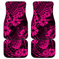 Hawaii Pineapple Car Mats Paradise Flowers Pacific With Pink Polynesian Tribal LT01 Pink - Polynesian Pride