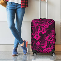 Hawaii Pineapple Luggage Cover Paradise Flowers Pacific With Pink Polynesian Tribal LT01 - Polynesian Pride
