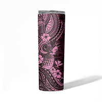 Hawaii Pineapple Skinny Tumbler Paradise Flowers Pacific With Pink Polynesian Tribal LT01 - Polynesian Pride