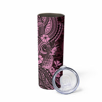 Hawaii Pineapple Skinny Tumbler Paradise Flowers Pacific With Pink Polynesian Tribal LT01 - Polynesian Pride
