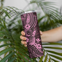 Hawaii Pineapple Skinny Tumbler Paradise Flowers Pacific With Pink Polynesian Tribal LT01 - Polynesian Pride