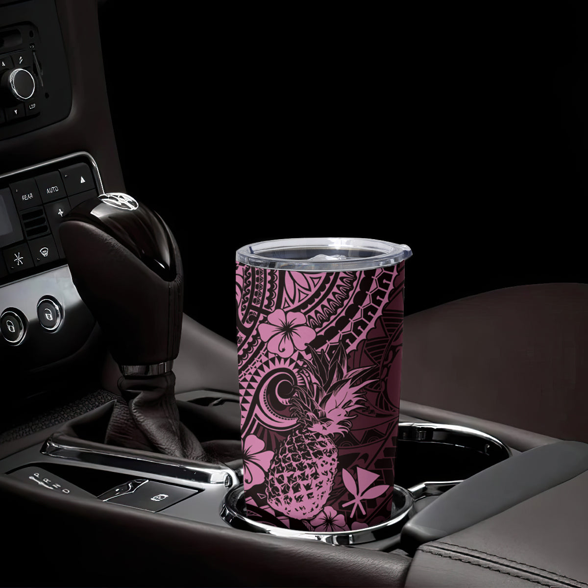 Hawaii Pineapple Tumbler Cup Paradise Flowers Pacific With Pink Polynesian Tribal