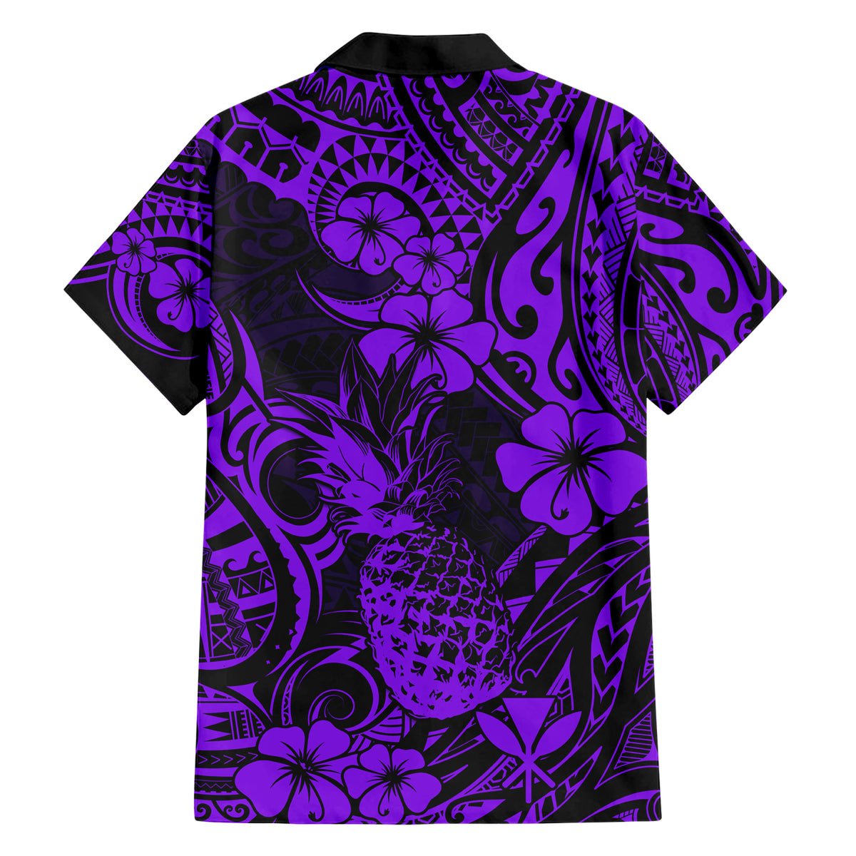 Hawaii Pineapple Family Matching Short Sleeve Bodycon Dress and Hawaiian Shirt Polynesian Pattern Purple Version LT01 - Polynesian Pride