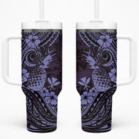Hawaii Pineapple Tumbler With Handle Polynesian Pattern Purple Version