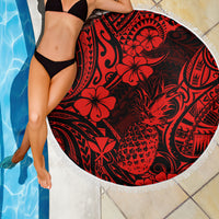 Hawaii Pineapple Beach Blanket Polynesian Pattern Red Version LT01 - Wonder Print Shop