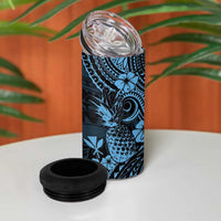 Hawaii Pineapple 4 in 1 Can Cooler Tumbler Polynesian Pattern Sky Blue Version