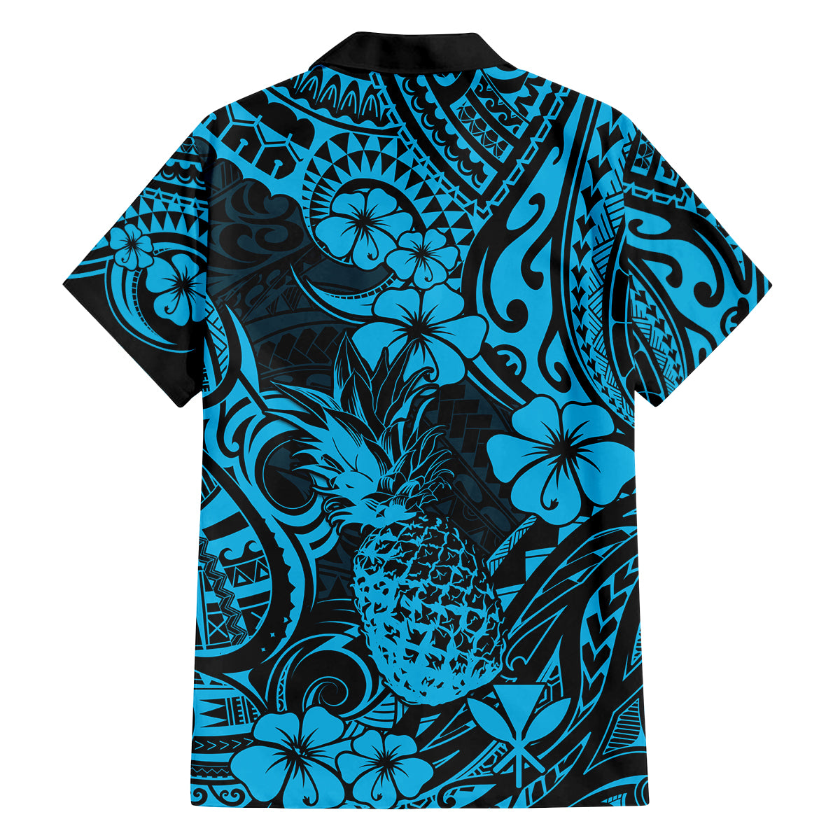 Hawaii Pineapple Family Matching Long Sleeve Bodycon Dress and Hawaiian Shirt Polynesian Pattern Sky Blue Version LT01 - Polynesian Pride
