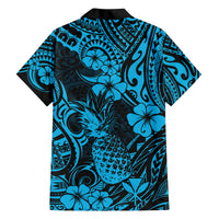 Hawaii Pineapple Family Matching Tank Maxi Dress and Hawaiian Shirt Polynesian Pattern Sky Blue Version LT01 - Polynesian Pride