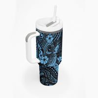 Hawaii Pineapple Tumbler With Handle Polynesian Pattern Sky Blue Version