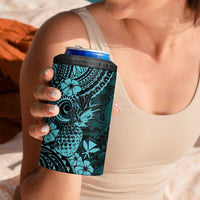Hawaii Pineapple 4 in 1 Can Cooler Tumbler Polynesian Pattern Turquoise Version