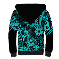 Hawaii Pineapple Sherpa Hoodie Polynesian Pattern Turquoise Version LT01 - Polynesian Pride