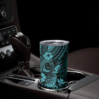 Hawaii Pineapple Tumbler Cup Polynesian Pattern Turquoise Version