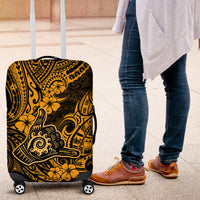 Hawaii Shaka Sign Luggage Cover With Polynesian Hibiscus Gold Unique LT01 Gold - Polynesian Pride