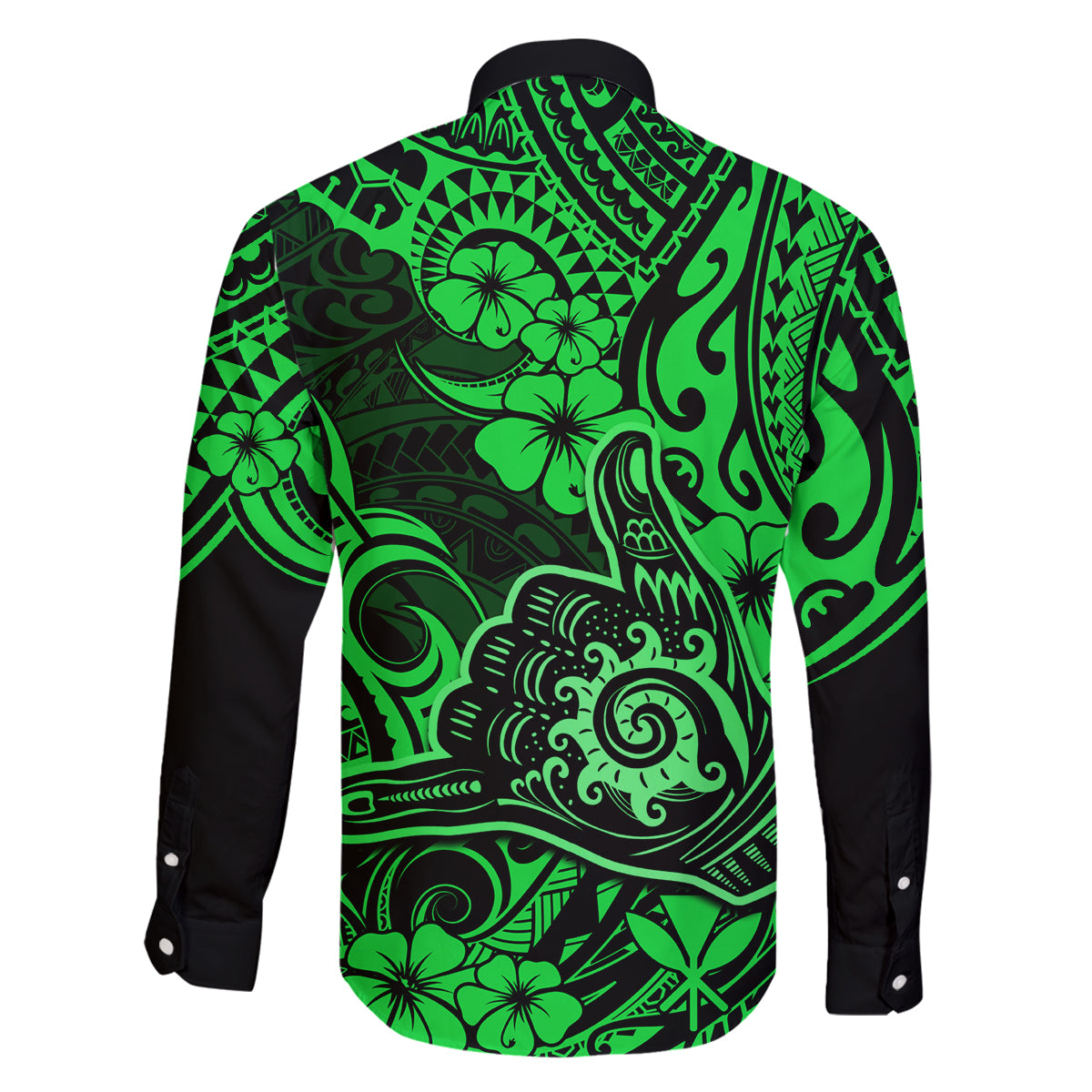 Hawaii Shaka Sign Family Matching Mermaid Dress and Hawaiian Shirt With Polynesian Hibiscus Green Unique LT01 - Polynesian Pride