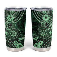 Hawaii Shaka Sign Tumbler Cup With Polynesian Hibiscus Green Unique