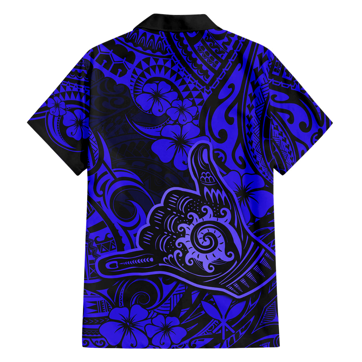 Hawaii Shaka Sign Family Matching Short Sleeve Bodycon Dress and Hawaiian Shirt With Polynesian Hibiscus Navy Blue Unique LT01 - Polynesian Pride