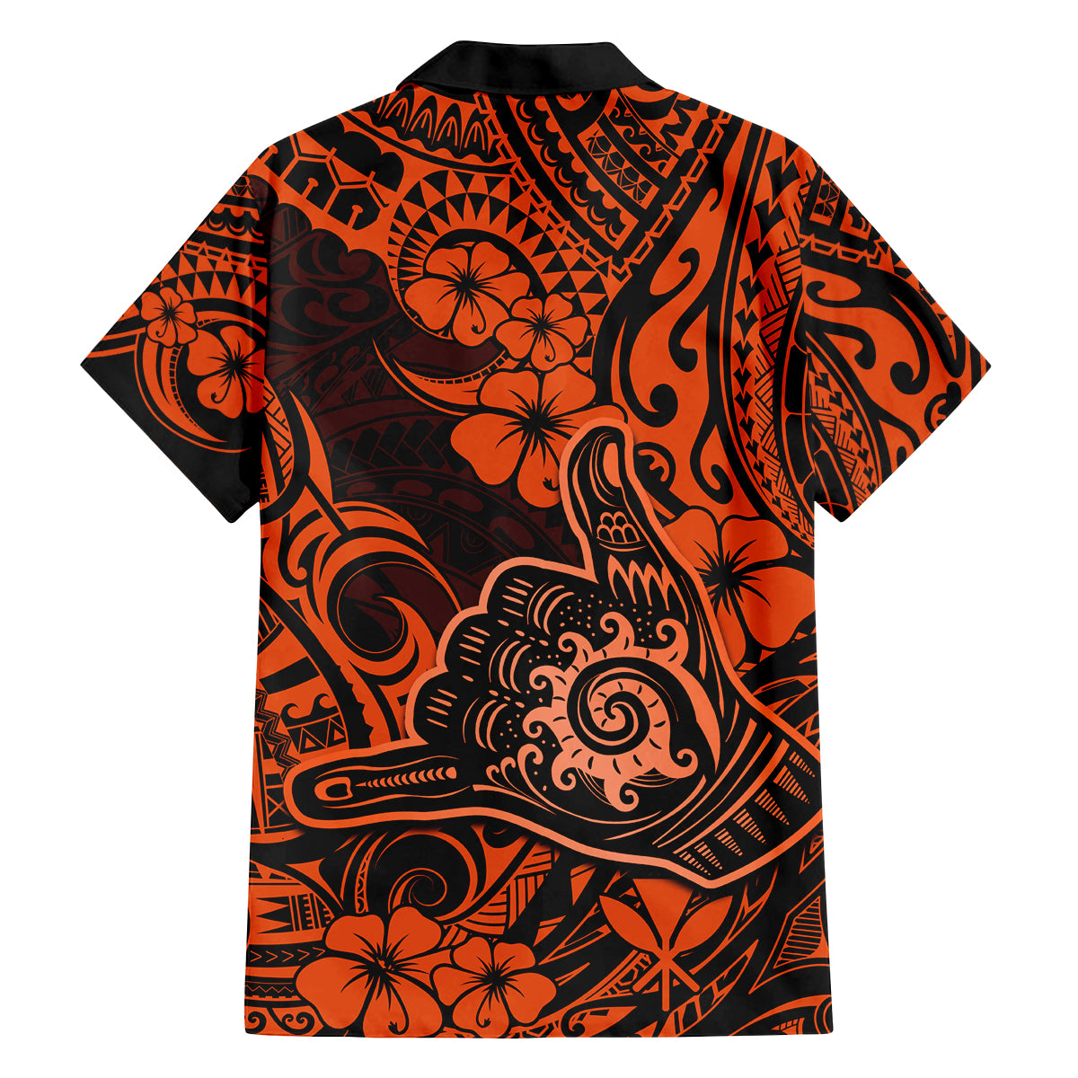 Hawaii Shaka Sign Family Matching Off Shoulder Maxi Dress and Hawaiian Shirt With Polynesian Hibiscus Orange Unique LT01 - Polynesian Pride