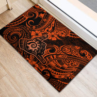 Hawaii Shaka Sign Rubber Doormat With Polynesian Hibiscus Orange Unique LT01 - Polynesian Pride