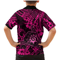 Hawaii Shaka Sign Family Matching Mermaid Dress and Hawaiian Shirt With Polynesian Hibiscus Pink Unique LT01 - Polynesian Pride