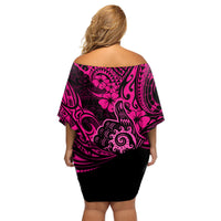 Hawaii Shaka Sign Family Matching Off Shoulder Short Dress and Hawaiian Shirt With Polynesian Hibiscus Pink Unique LT01 - Polynesian Pride
