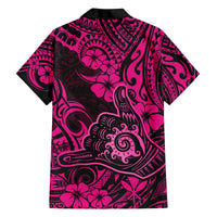 Hawaii Shaka Sign Family Matching Tank Maxi Dress and Hawaiian Shirt With Polynesian Hibiscus Pink Unique LT01 - Polynesian Pride