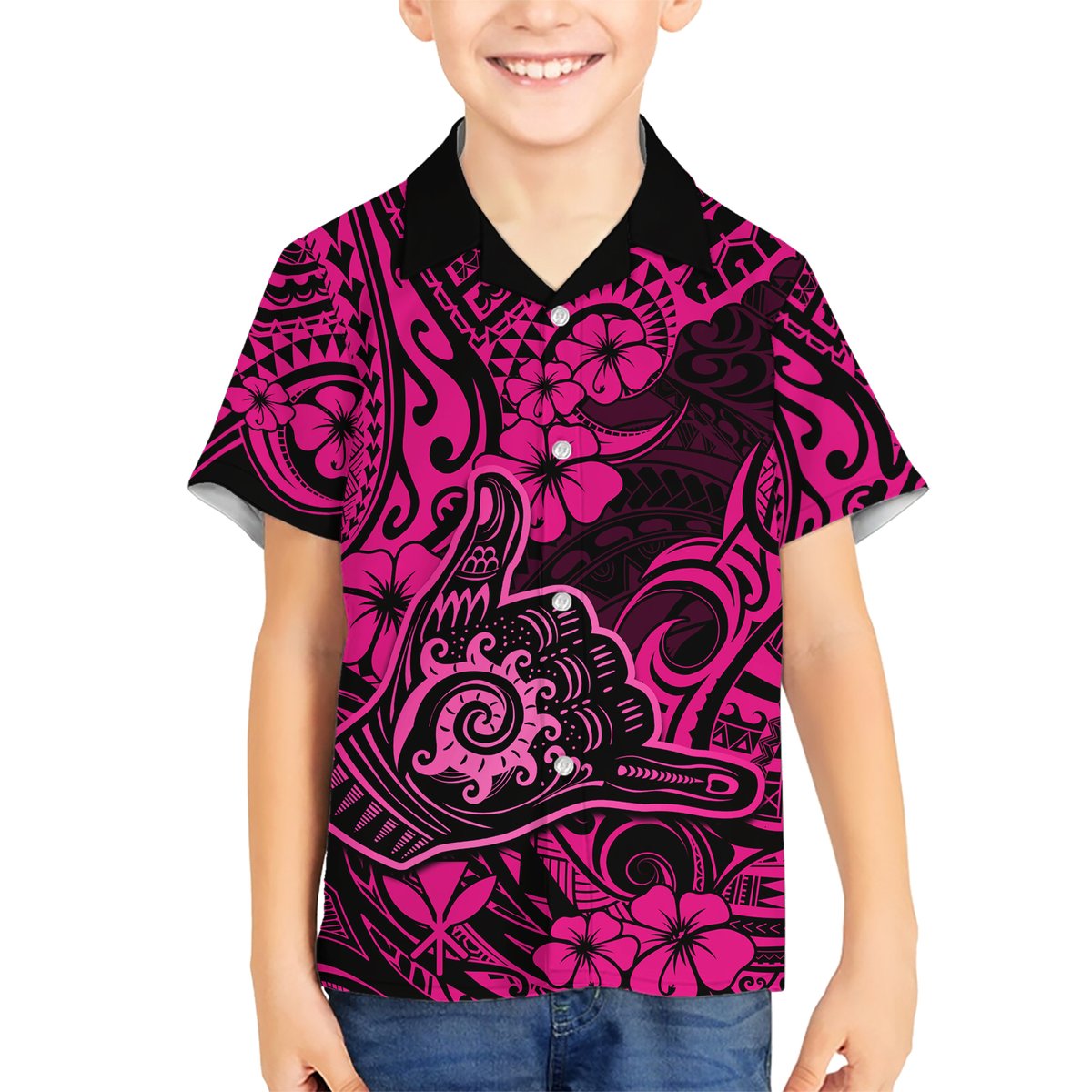Hawaii Shaka Sign Hawaiian Shirt With Polynesian Hibiscus Pink Unique LT01 - Polynesian Pride