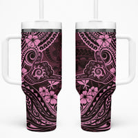 Hawaii Shaka Sign Tumbler With Handle With Polynesian Hibiscus Pink Unique