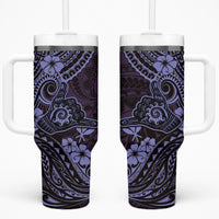 Hawaii Shaka Sign Tumbler With Handle Polynesian Pattern Purple Version