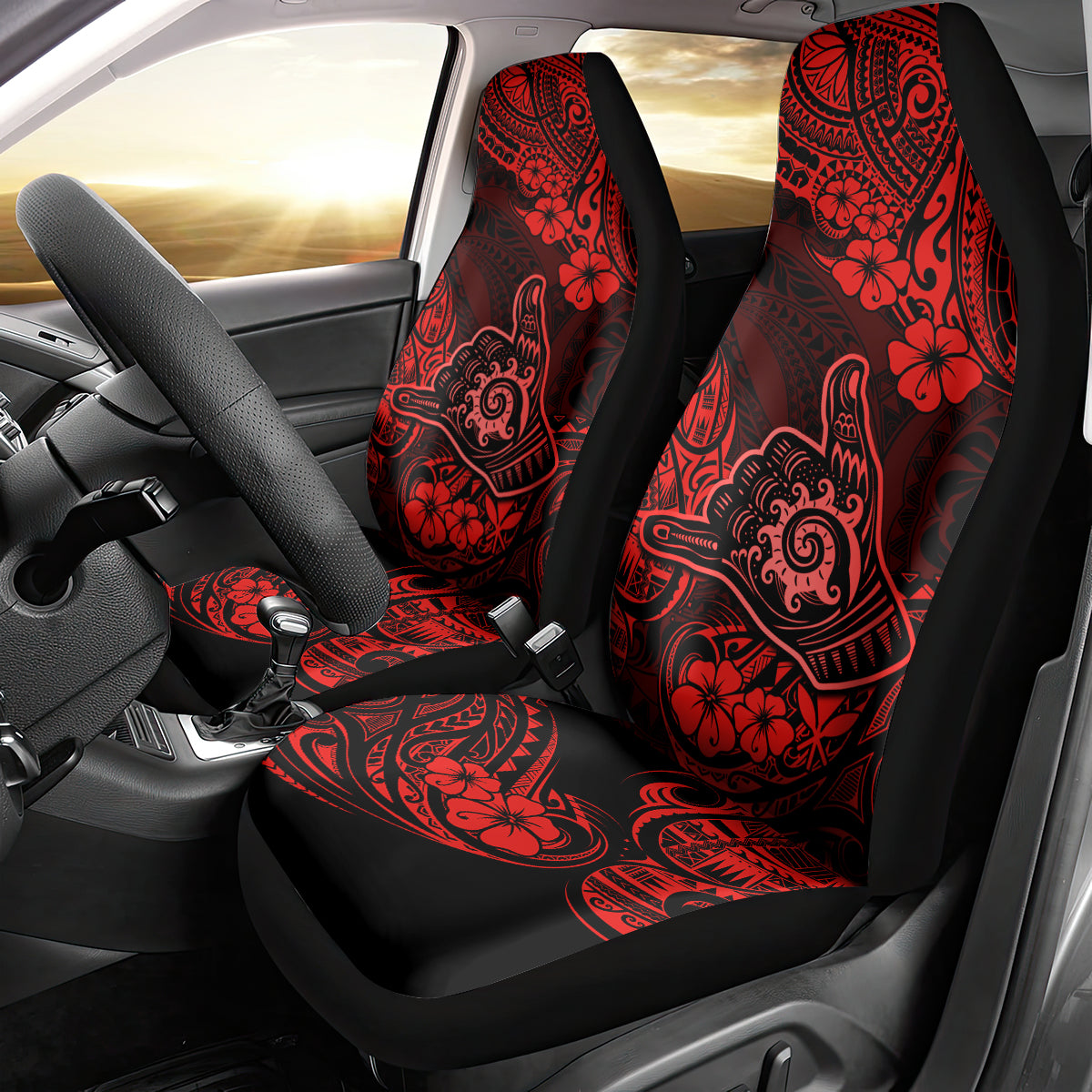 Hawaii Shaka Sign Car Seat Cover Polynesian Pattern Red Version LT01 - Polynesian Pride