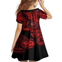 Hawaii Shaka Sign Family Matching Off Shoulder Short Dress and Hawaiian Shirt Polynesian Pattern Red Version LT01 - Polynesian Pride