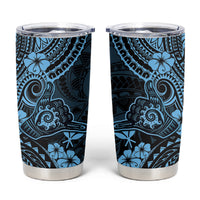 Hawaii Shaka Sign Tumbler Cup Polynesian Pattern Sky Blue Version