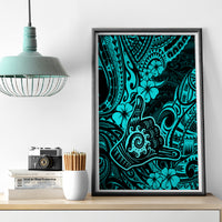 Hawaii Shaka Sign Canvas Wall Art Polynesian Pattern Turquoise Version LT01 - Polynesian Pride