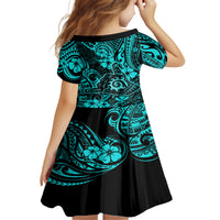 Hawaii Shaka Sign Family Matching Off Shoulder Maxi Dress and Hawaiian Shirt Polynesian Pattern Turquoise Version LT01 - Polynesian Pride