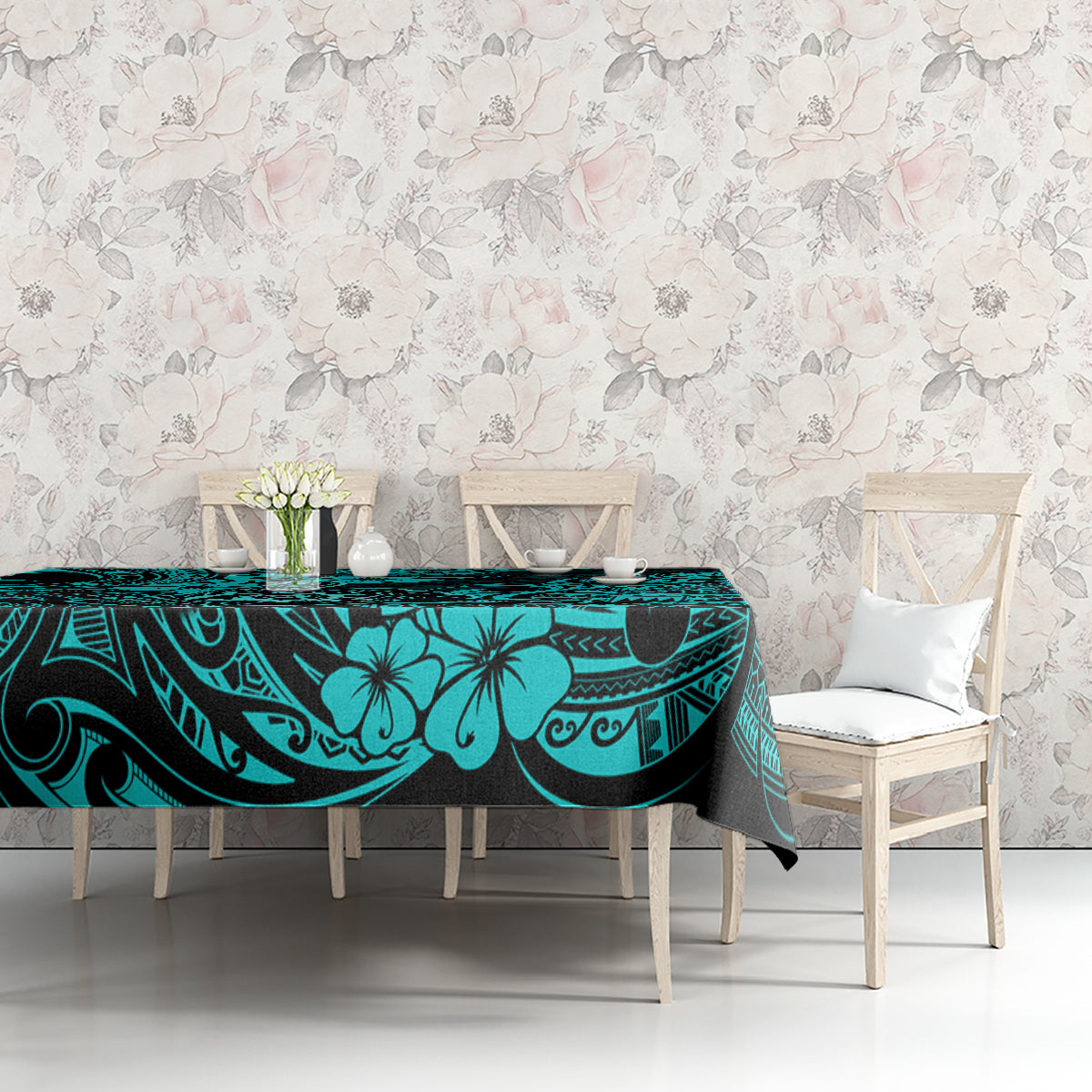 Hawaii Shaka Sign Tablecloth Polynesian Pattern Turquoise Version LT01 - Polynesian Pride