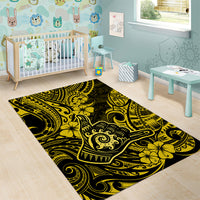 Hawaii Shaka Sign Area Rug Polynesian Pattern Yellow Version LT01 - Polynesian Pride