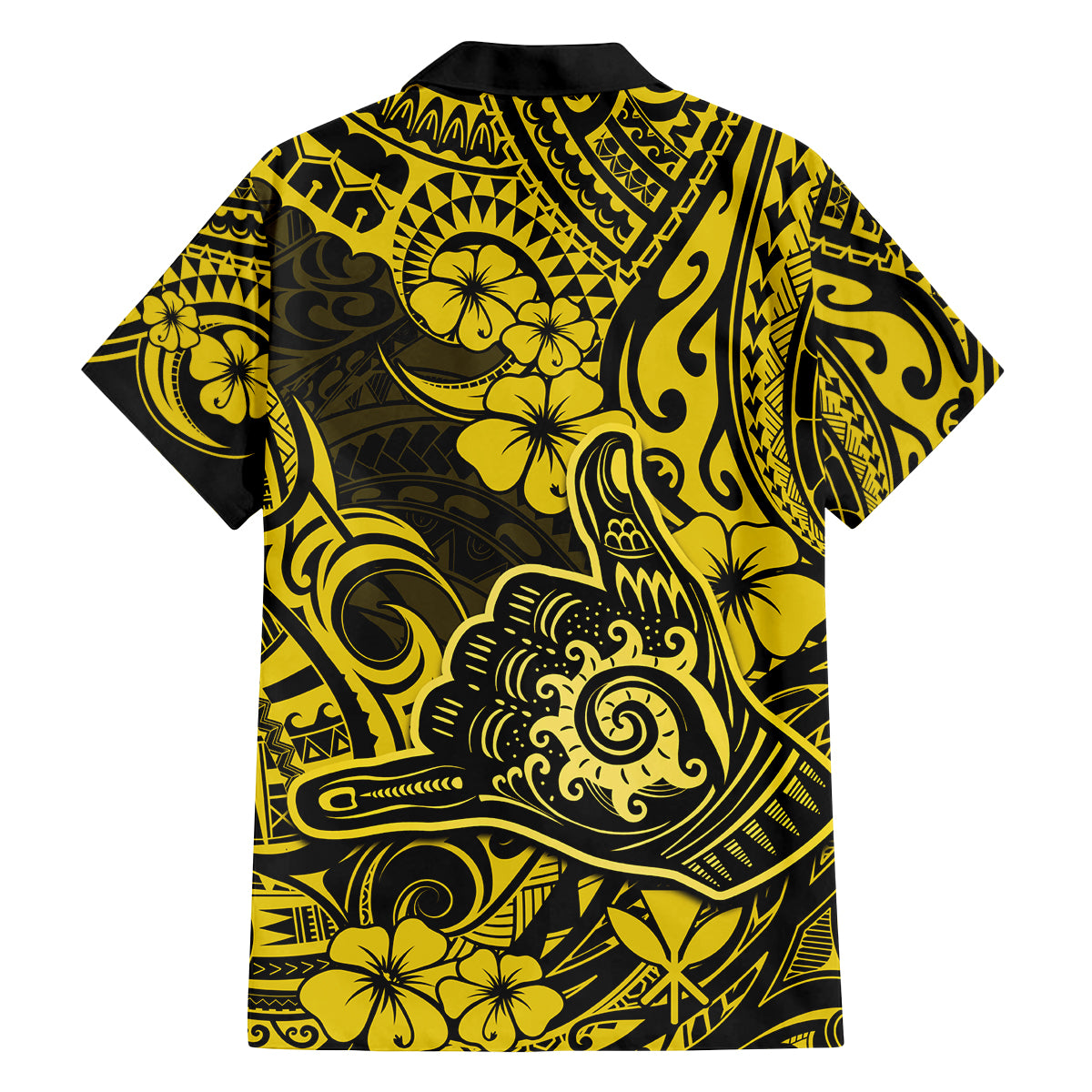 Hawaii Shaka Sign Family Matching Tank Maxi Dress and Hawaiian Shirt Polynesian Pattern Yellow Version LT01 - Polynesian Pride
