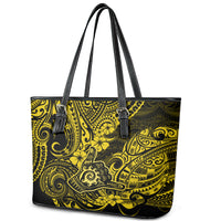 Hawaii Shaka Sign Leather Tote Bag Polynesian Pattern Yellow Version LT01 - Polynesian Pride