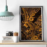 Hawaii Shark Canvas Wall Art Polynesian Pattern Gold Version LT01 - Polynesian Pride