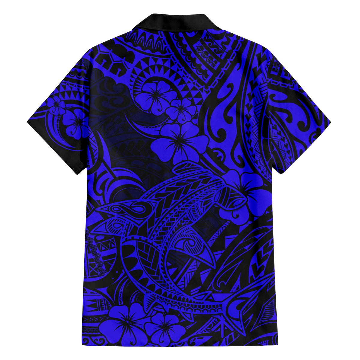 Hawaii Shark Family Matching Summer Maxi Dress and Hawaiian Shirt Polynesian Pattern Navy Blue Version LT01 - Polynesian Pride