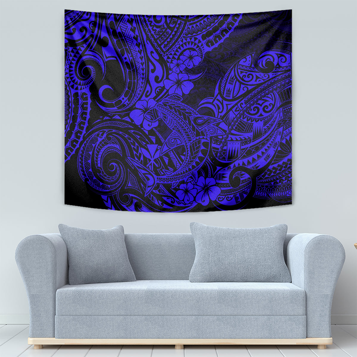 Hawaii Shark Tapestry Polynesian Pattern Navy Blue Version LT01 - Polynesian Pride