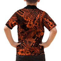 Hawaii Shark Kid Hawaiian Shirt Polynesian Pattern Orange Version LT01 - Polynesian Pride