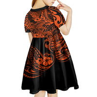 Hawaii Shark Kid Short Sleeve Dress Polynesian Pattern Orange Version LT01 - Polynesian Pride