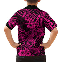 Hawaii Shark Family Matching Puletasi Dress and Hawaiian Shirt Polynesian Pattern Pink Version LT01 - Polynesian Pride