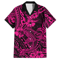 Hawaii Shark Family Matching Short Sleeve Bodycon Dress and Hawaiian Shirt Polynesian Pattern Pink Version LT01 Dad's Shirt - Short Sleeve Pink - Polynesian Pride