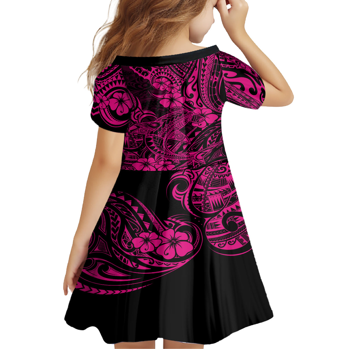Hawaii Shark Family Matching Summer Maxi Dress and Hawaiian Shirt Polynesian Pattern Pink Version LT01 - Polynesian Pride