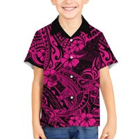 Hawaii Shark Family Matching Summer Maxi Dress and Hawaiian Shirt Polynesian Pattern Pink Version LT01 Son's Shirt Pink - Polynesian Pride