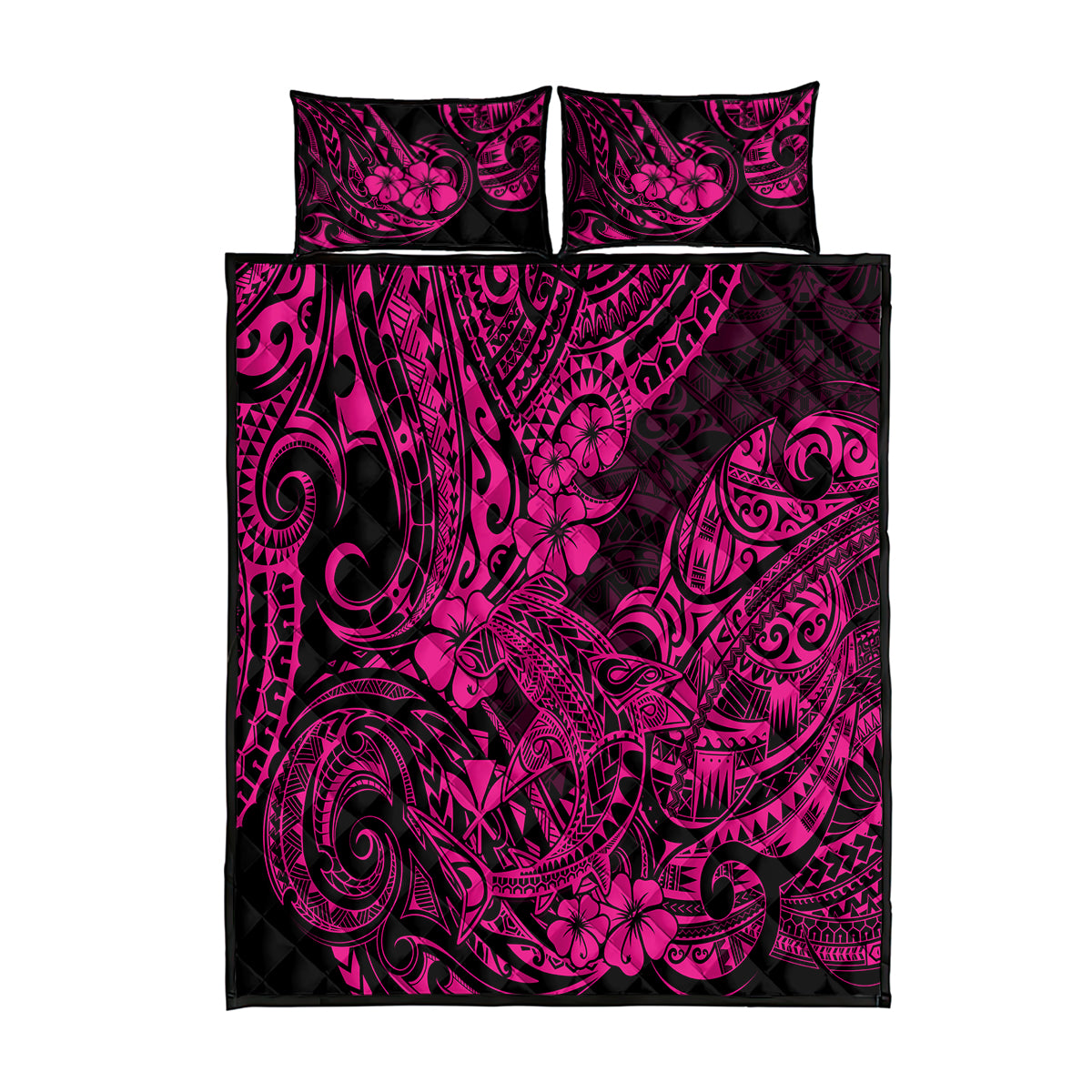 Hawaii Shark Quilt Bed Set Polynesian Pattern Pink Version LT01 Pink - Polynesian Pride